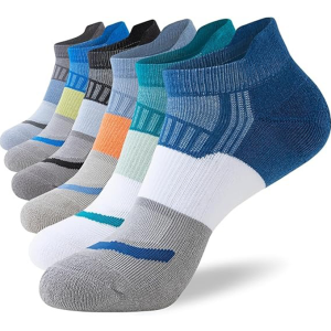 Socks for Men, 6 Pairs Full Cushioned Ankle Running Socks, Low Cut Breathable Comfortable Cotton Socks