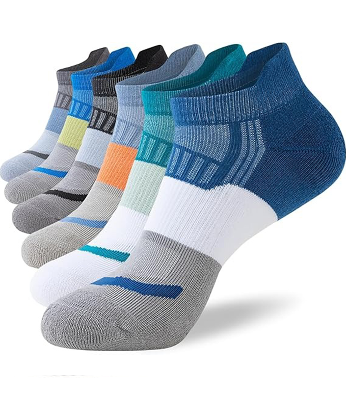 Socks for Men, 6 Pairs Full Cushioned Ankle Running Socks, Low Cut Breathable Comfortable Cotton Socks
