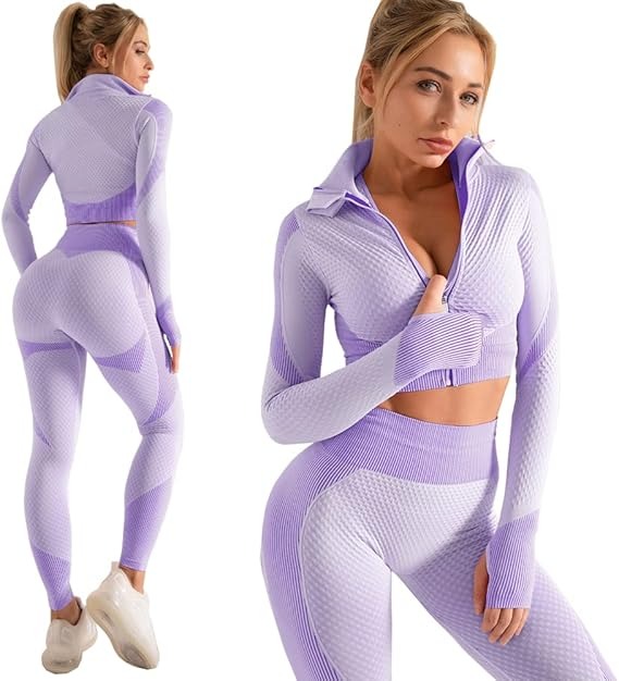 3pcs Outfits Workout Joggers Yoga Gym Sportswear Leggings And Stretch Sports Bra Jumpsuits Clothes Sets - Image 4