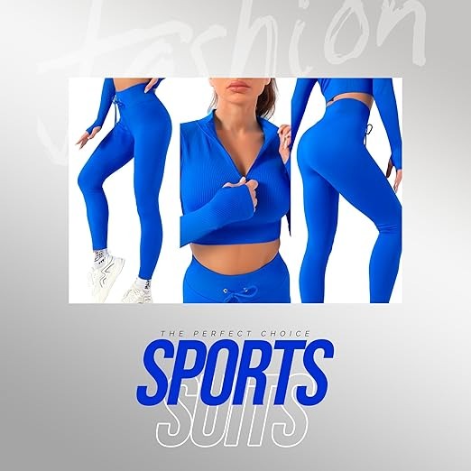 Sets for women 2 piece zip up jacket Workout outfits, Cropped Top - Image 3