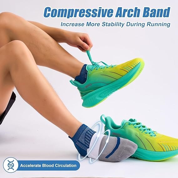 Socks for Men, 6 Pairs Full Cushioned Ankle Running Socks, Low Cut Breathable Comfortable Cotton Socks - Image 2